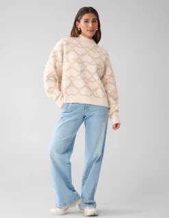 Heart Printed Dames Trui Gebroken Wit By Furmey