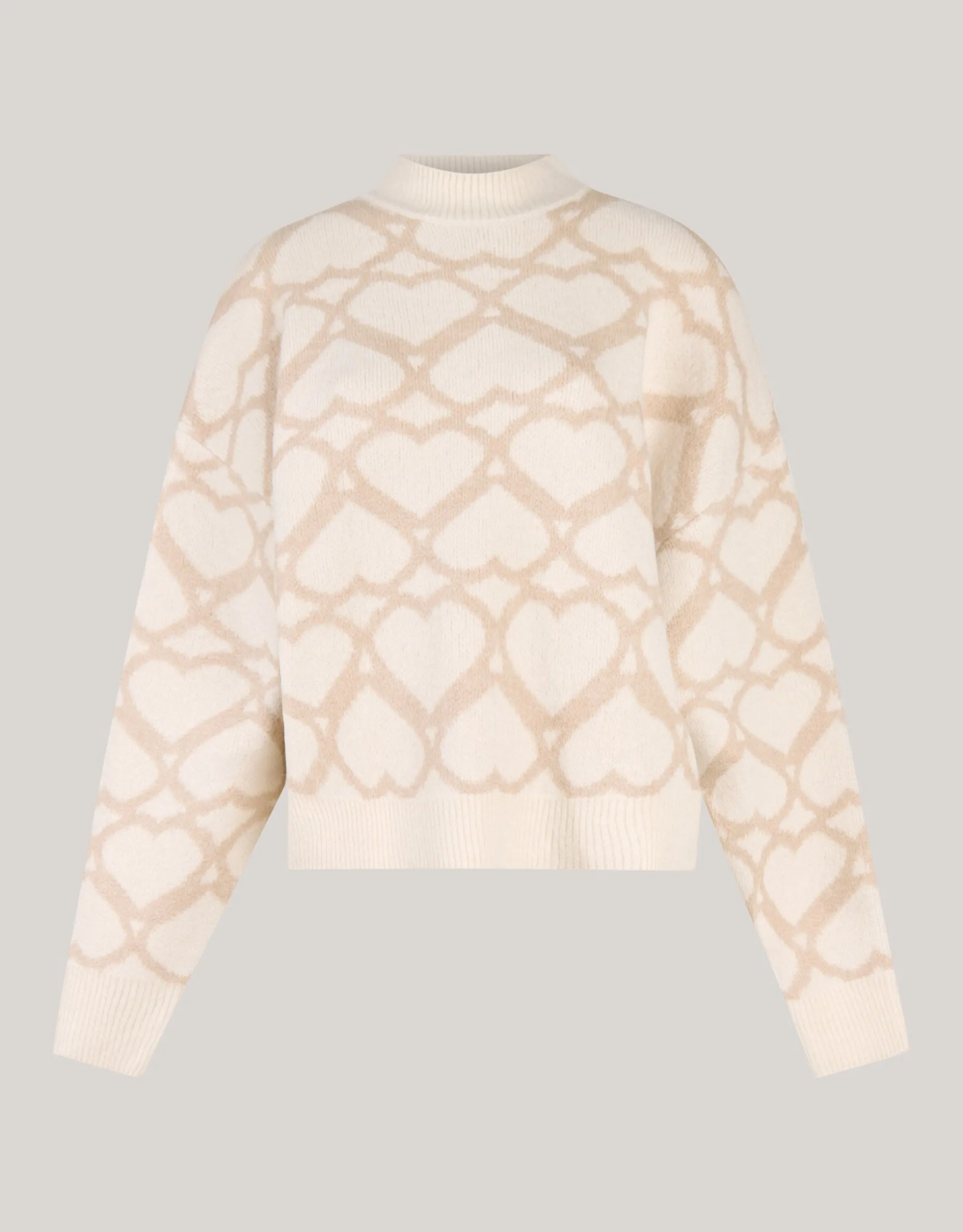 Heart Printed Dames Trui Gebroken Wit By Furmey
