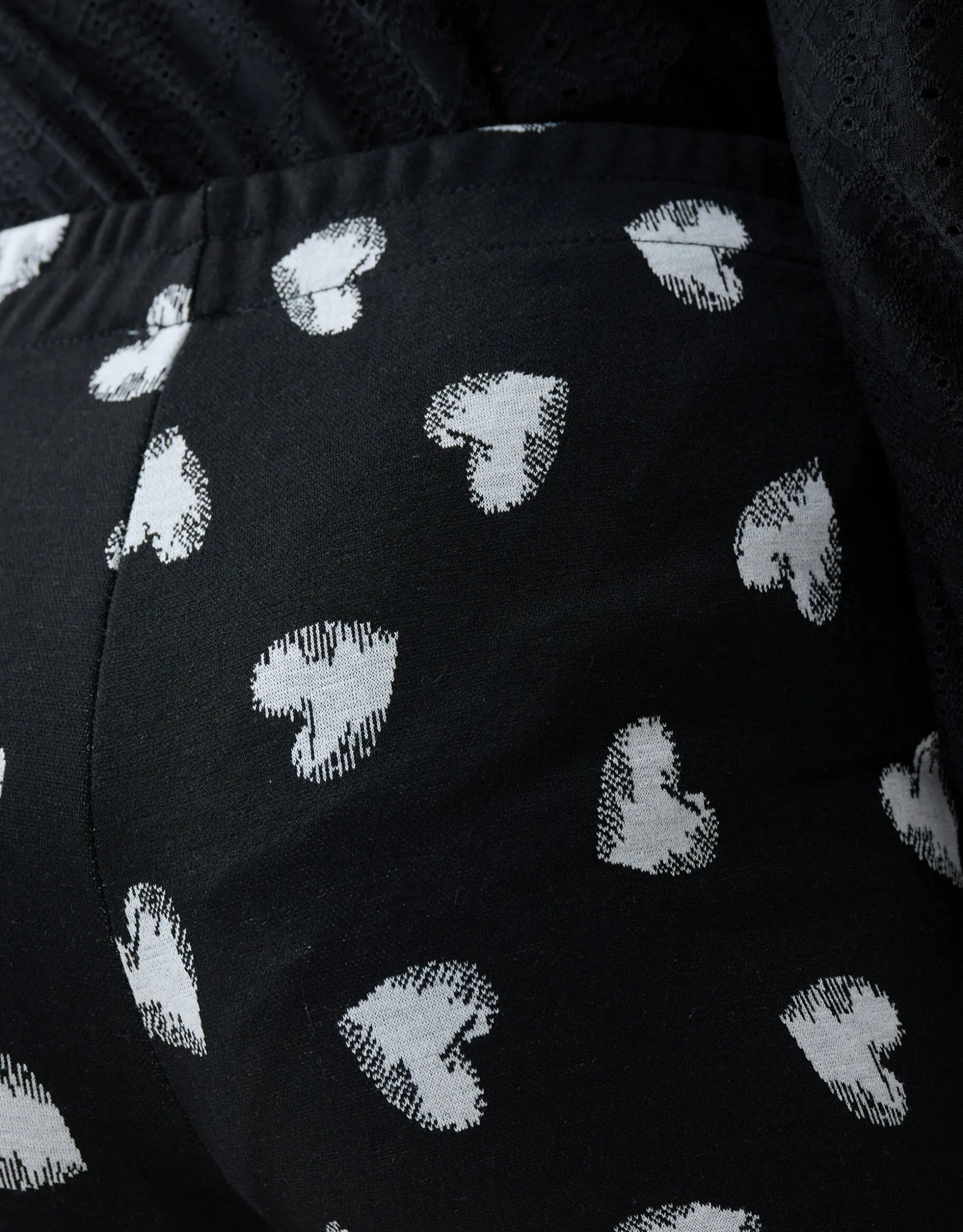 Heart Printed Flared Legging Zwart