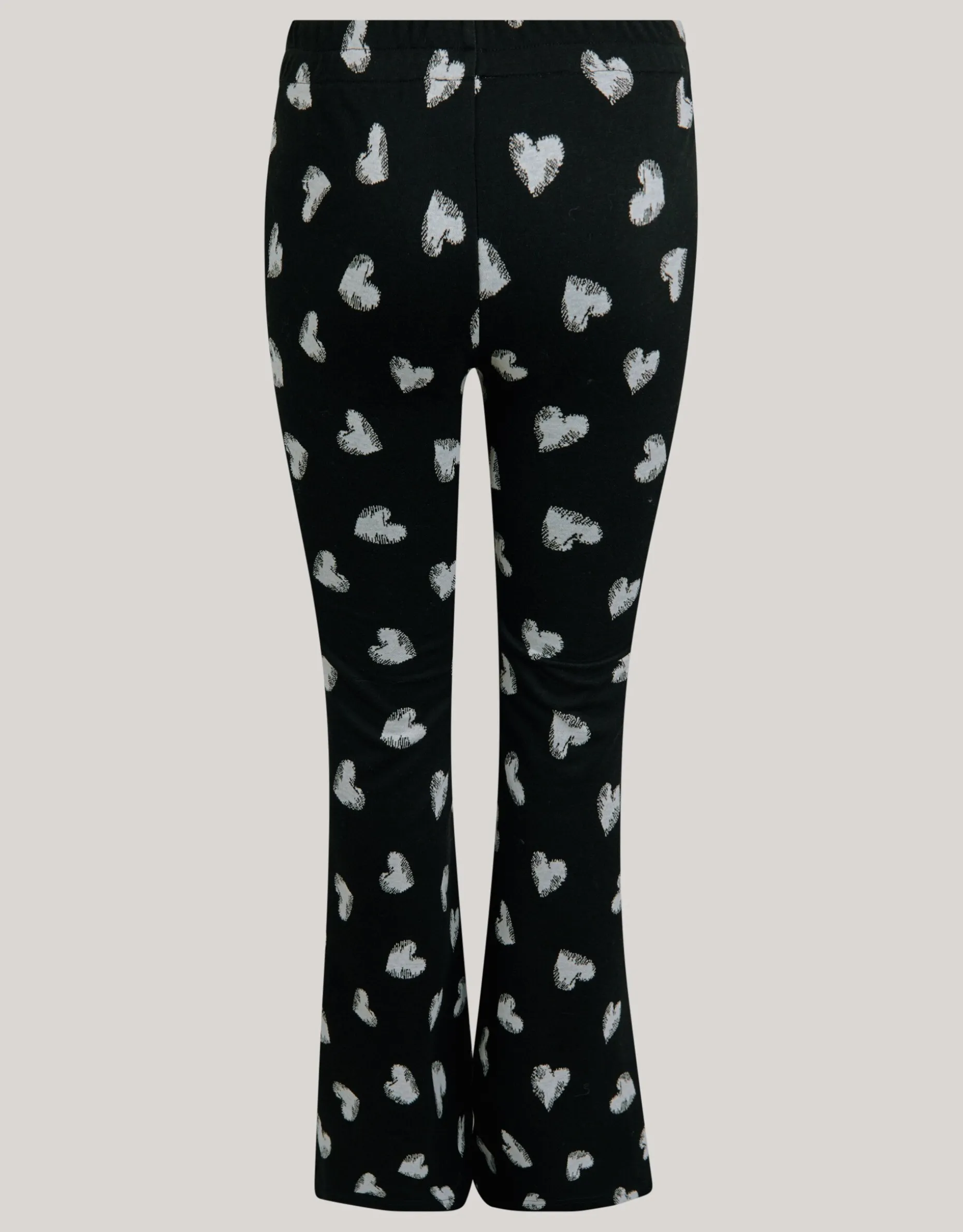 Heart Printed Flared Legging Zwart