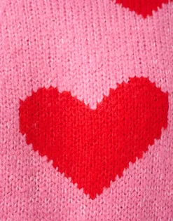 Heart Printed Gebreide Trui Roze