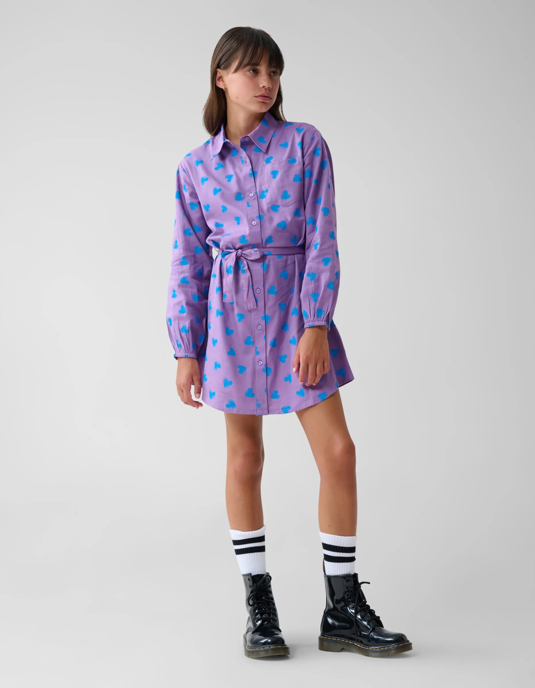Heart Printed Jurk Paars