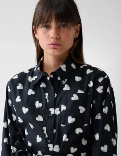 Heart Printed Jurk Zwart