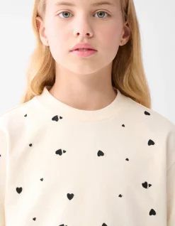 Heart Printed Longsleeve Gebroken Wit