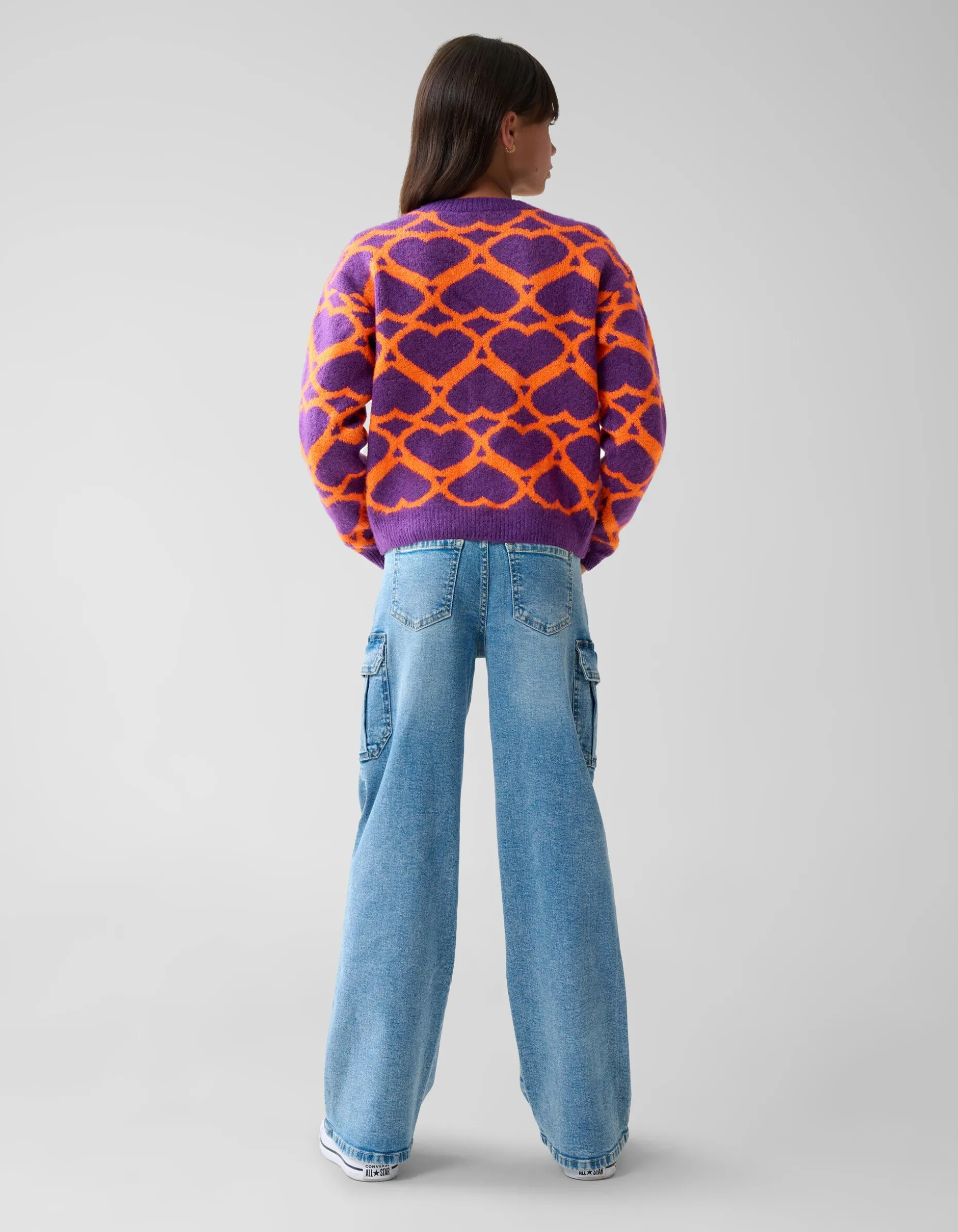 Heart Printed Meisjes Trui Paars By Furmey