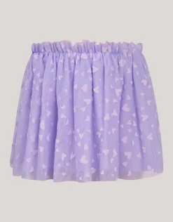 Heart Printed Mesh Rok Paars