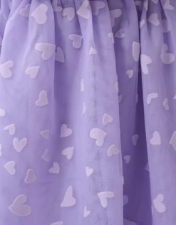 Heart Printed Mesh Rok Paars
