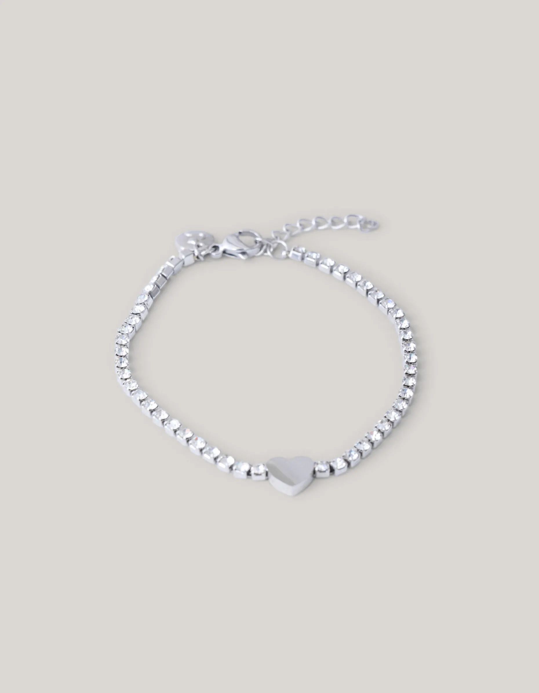 Heart Strass Armband Zilver