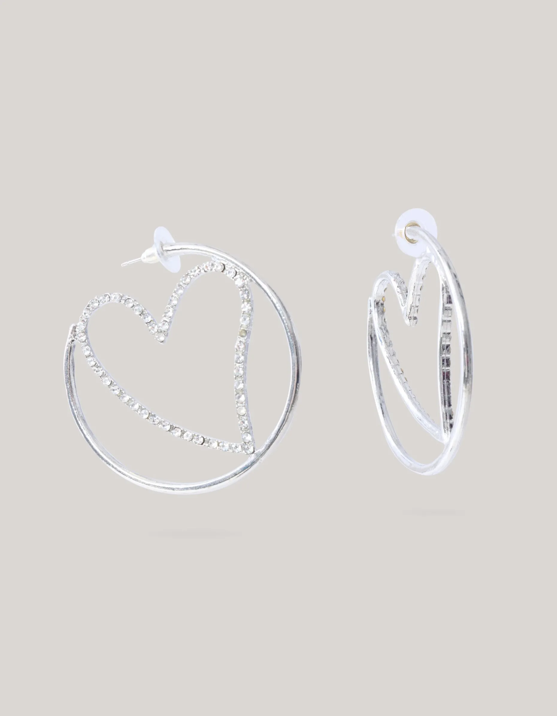 Hearted Hoop Oorbellen Zilver