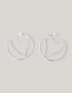 Hearted Hoop Oorbellen Zilver