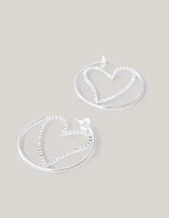 Hearted Hoop Oorbellen Zilver