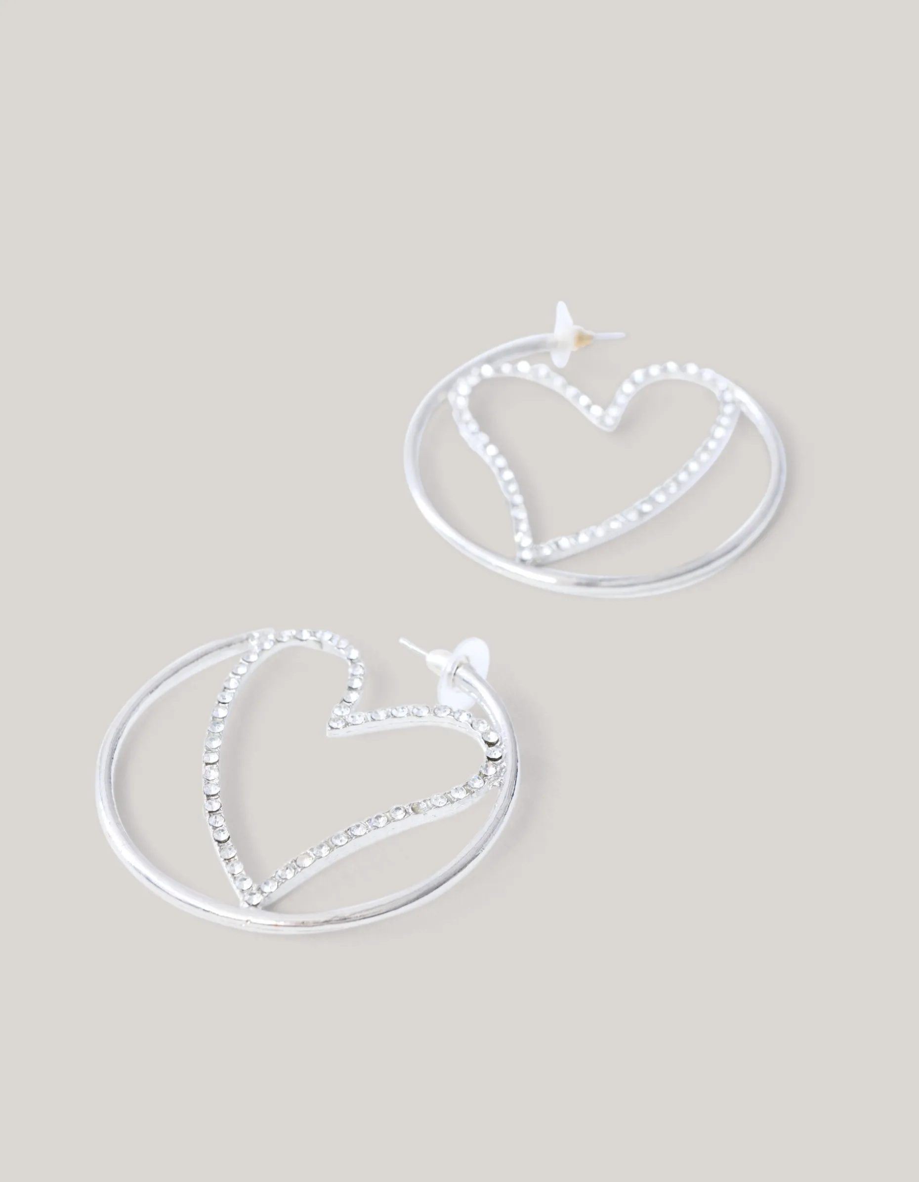 Hearted Hoop Oorbellen Zilver