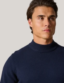 Jacquard Gebreide Trui Donkerblauw