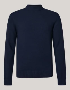 Jacquard Gebreide Trui Donkerblauw