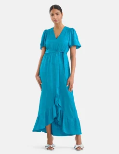 Jacquard Maxi Jurk Blauw