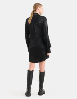Jacquard Print Jurk Zwart