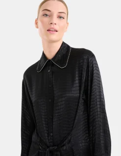 Jacquard Print Jurk Zwart