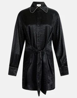 Jacquard Print Jurk Zwart
