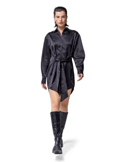 Jacquard Print Jurk Zwart