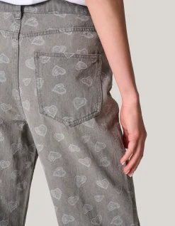 Jacquard Straight Fit Jeans Lichtgrijs