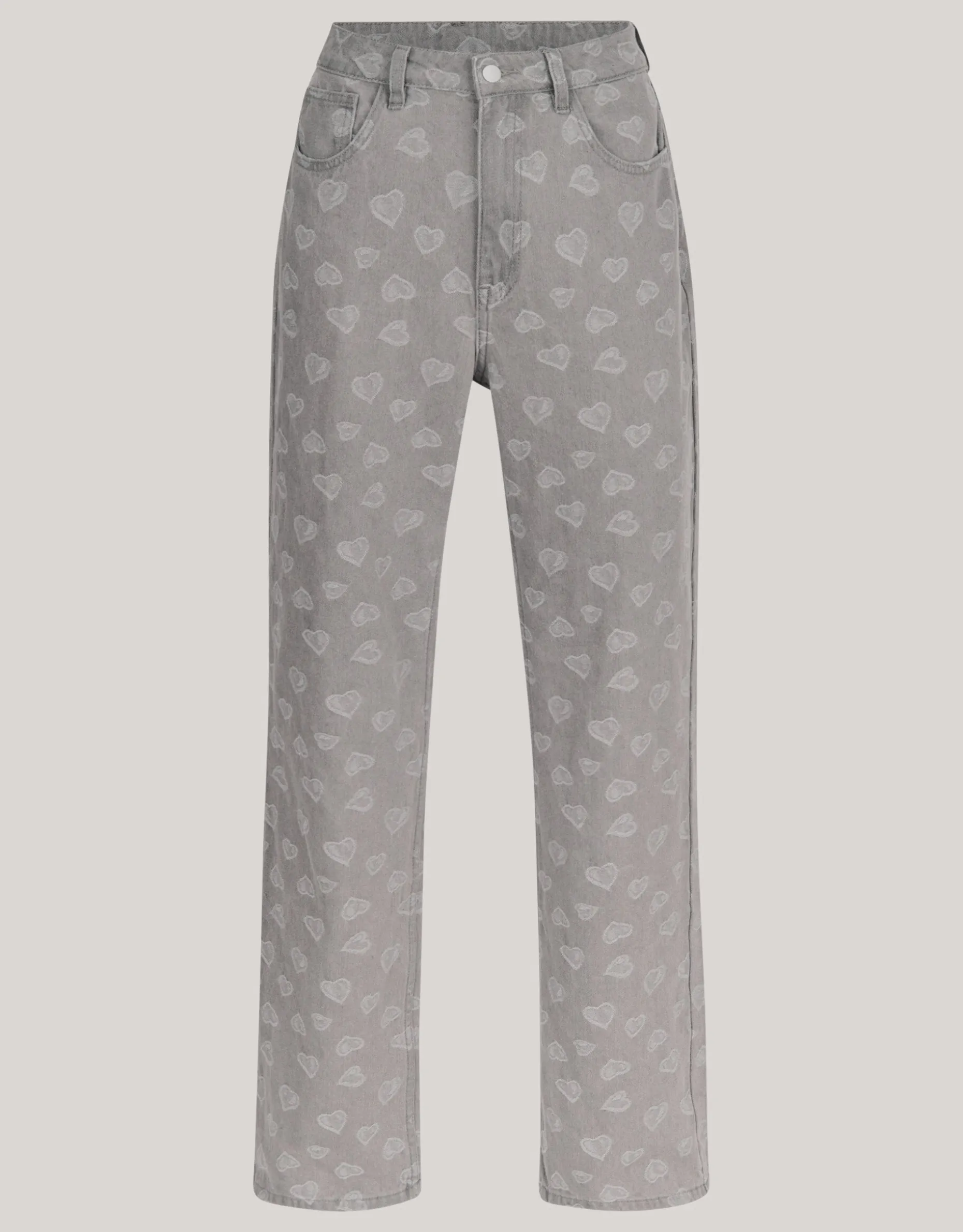 Jacquard Straight Fit Jeans Lichtgrijs