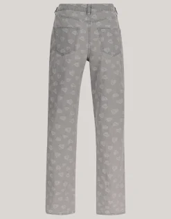 Jacquard Straight Fit Jeans Lichtgrijs