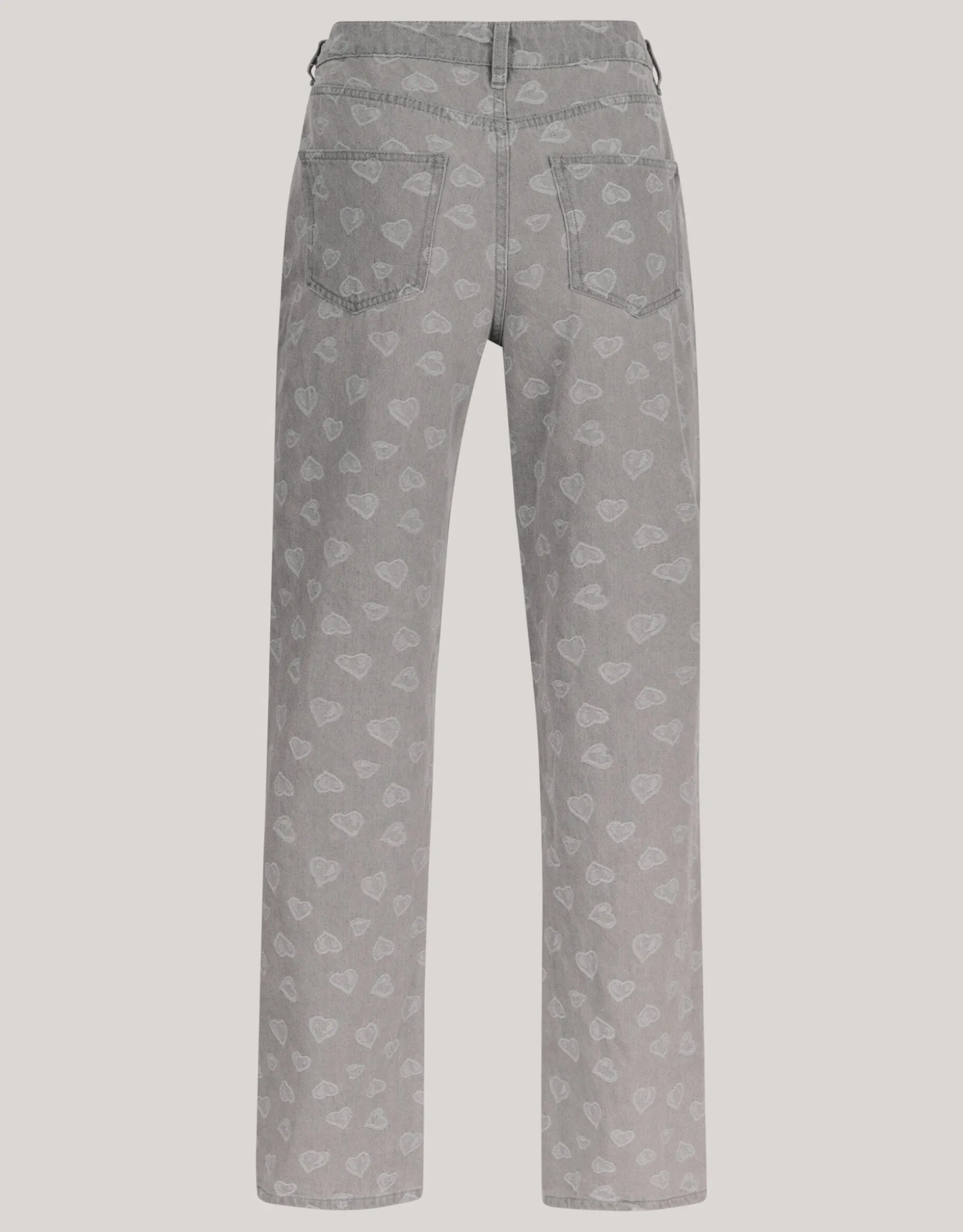 Jacquard Straight Fit Jeans Lichtgrijs