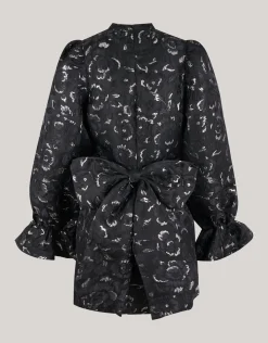 Jacquard Strik Mini Jurk Zwart