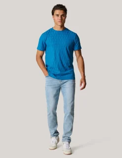 Jacquard T-shirt Blauw