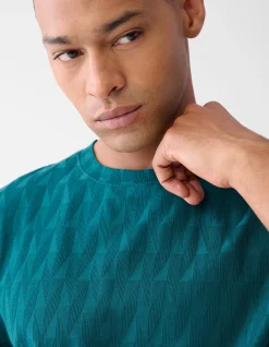 Jacquard T-shirt Donkergroen
