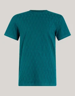 Jacquard T-shirt Donkergroen