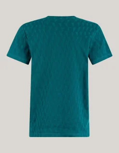 Jacquard T-shirt Donkergroen
