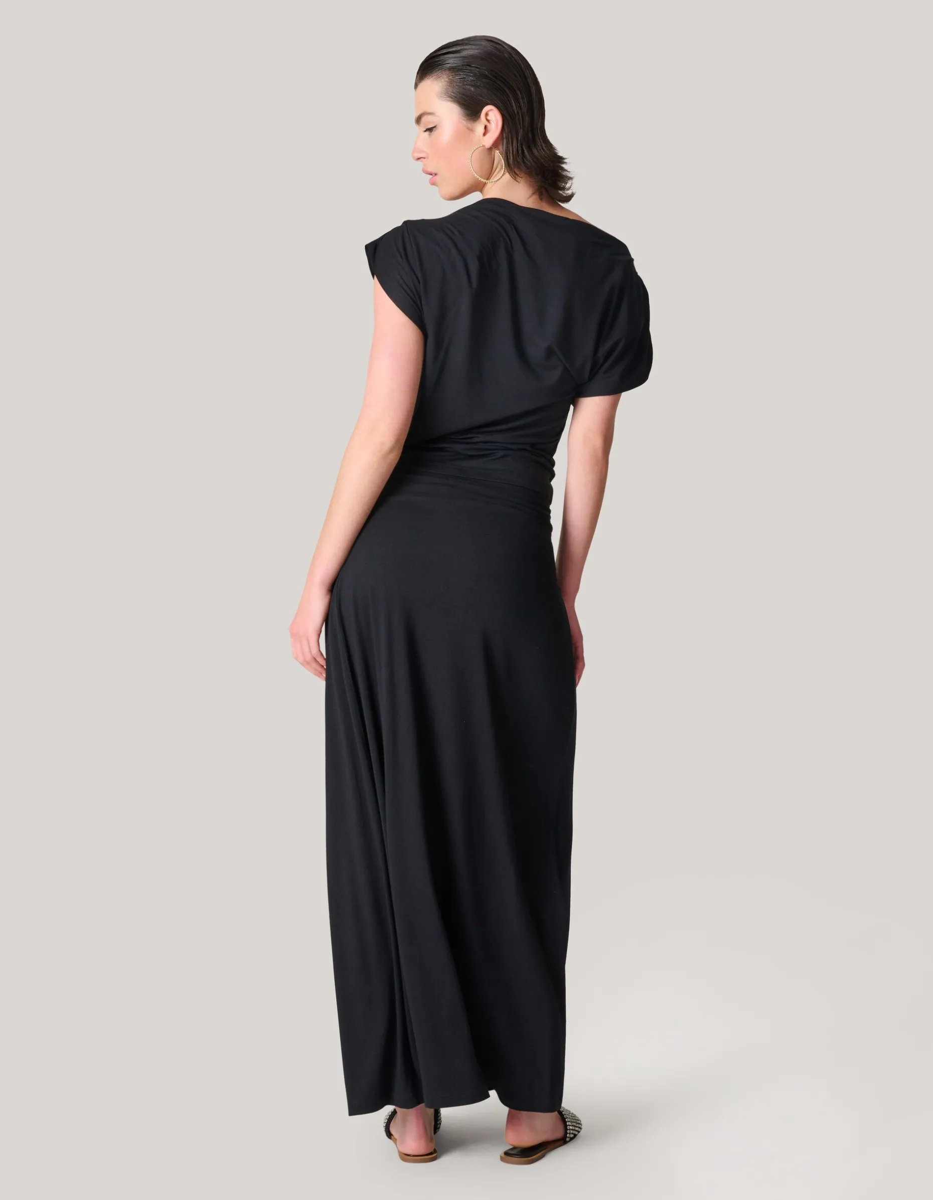 Jersey Asymmetrische Top Zwart