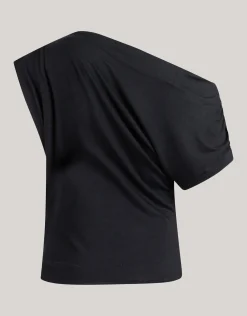 Jersey Asymmetrische Top Zwart