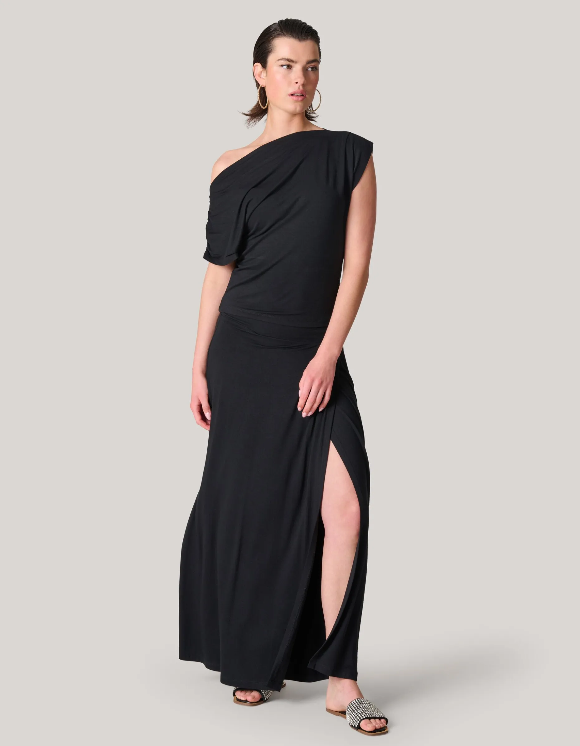 Jersey Asymmetrische Top Zwart