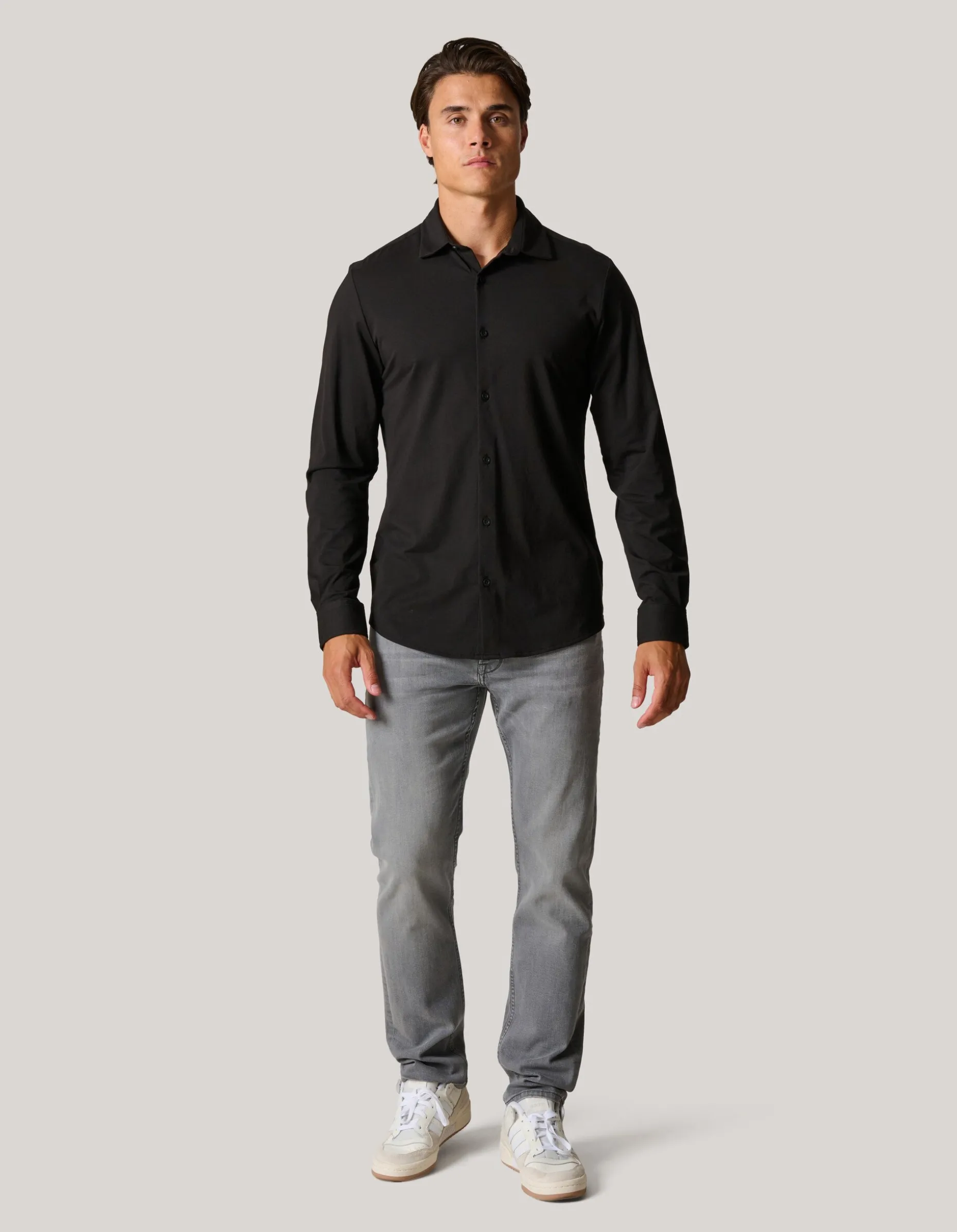 Jersey Overhemd Zwart