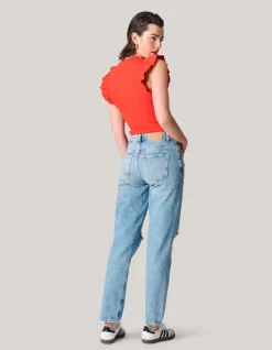 Jersey Ruffle Top Rood