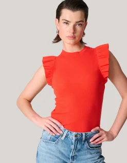 Jersey Ruffle Top Rood