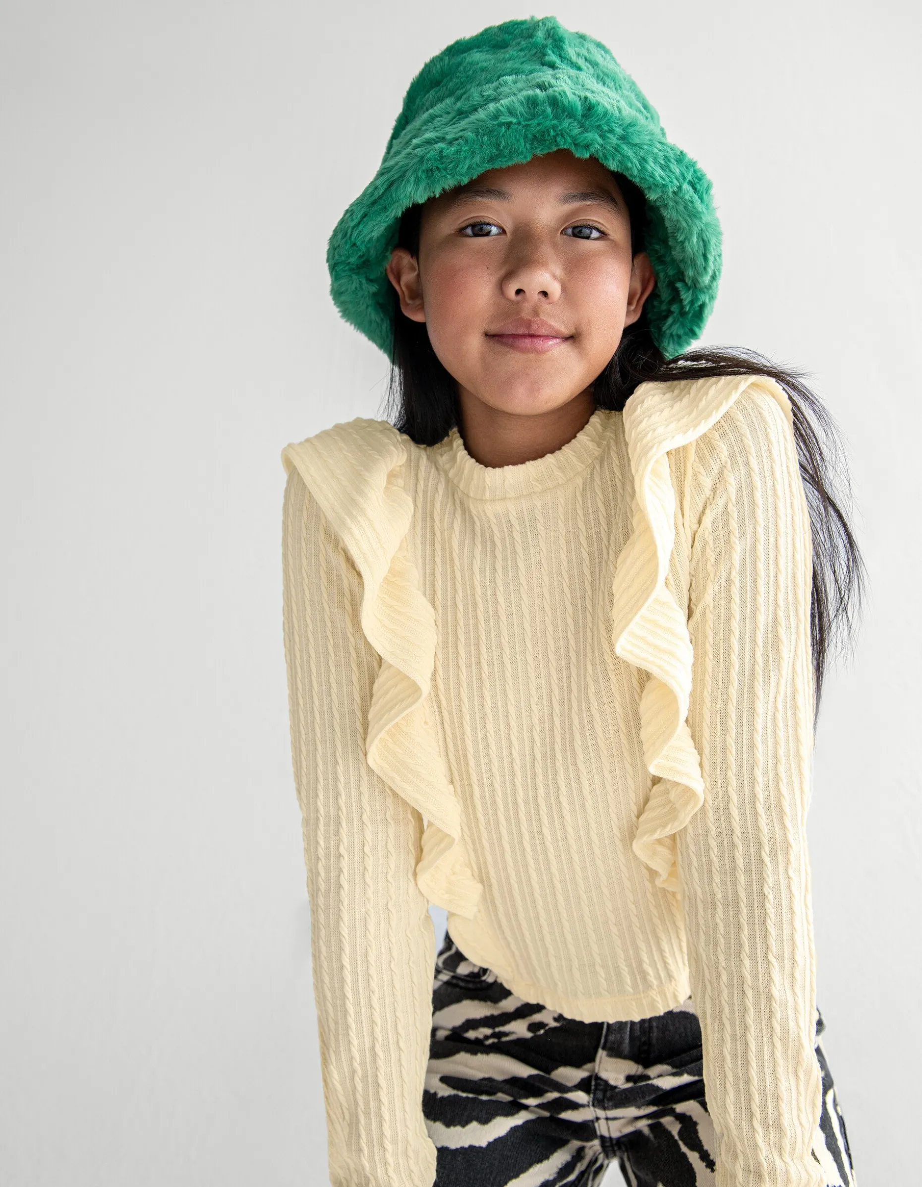 Kabel Ruffle Top Gebroken Wit