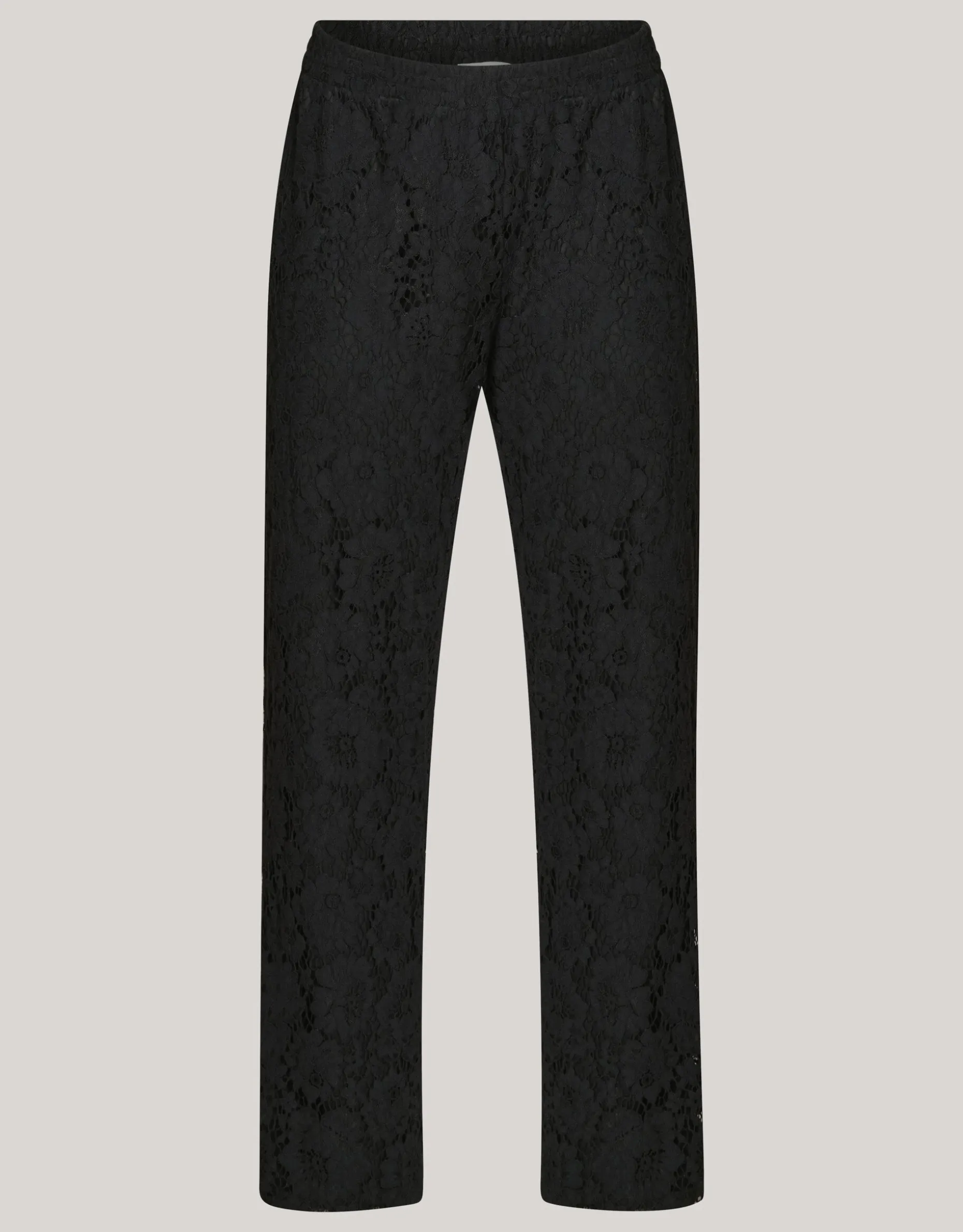 Kanten Wide Leg Broek Zwart