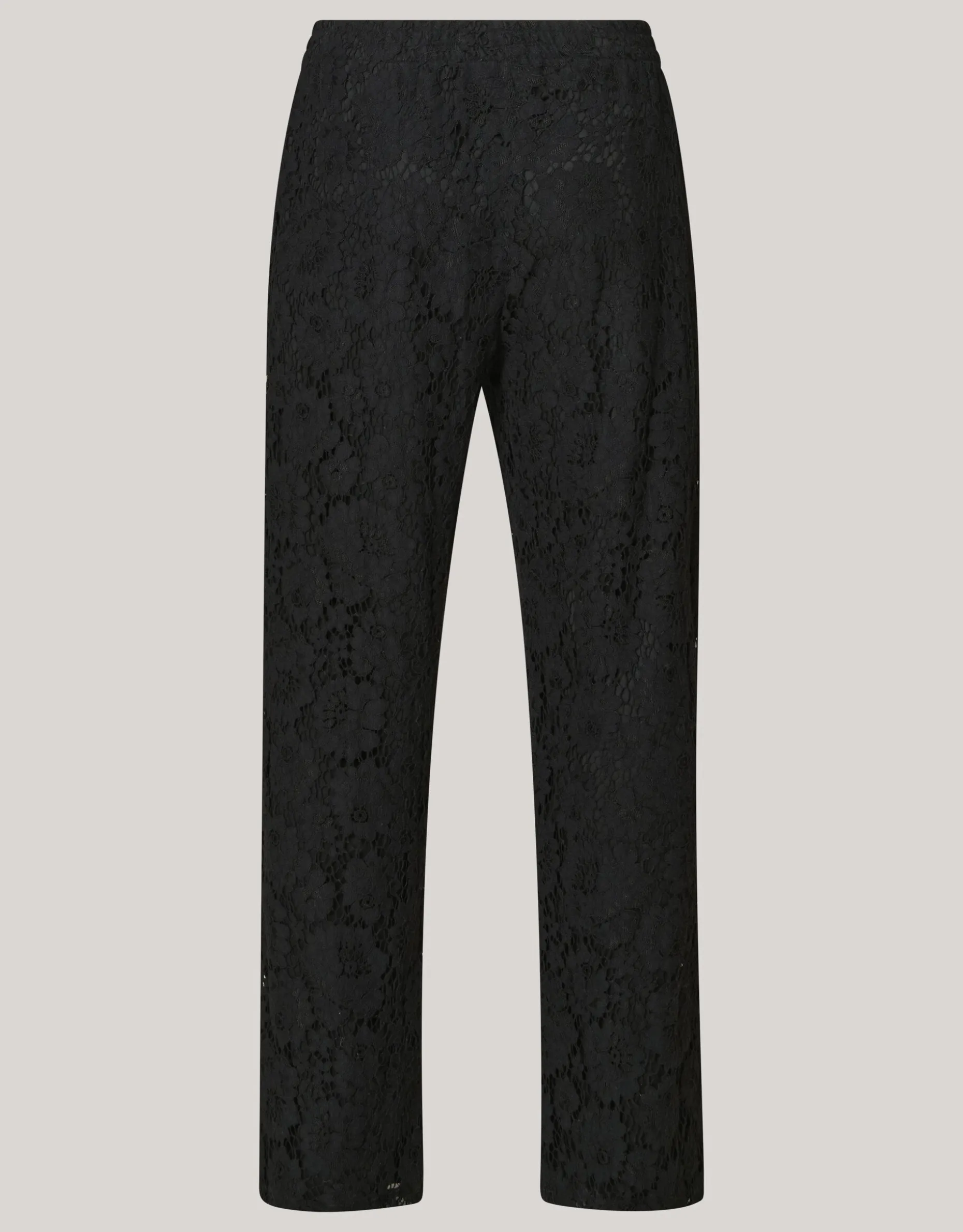 Kanten Wide Leg Broek Zwart