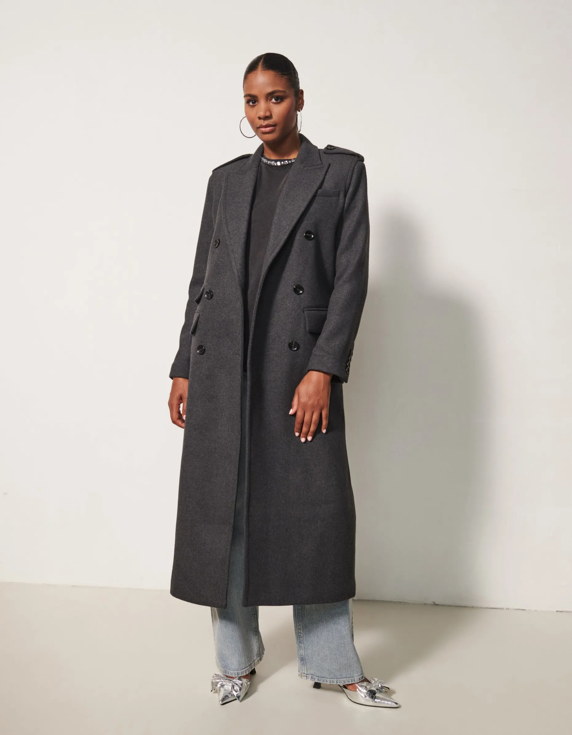 Lange Trenchcoat Donkergrijs By Fred