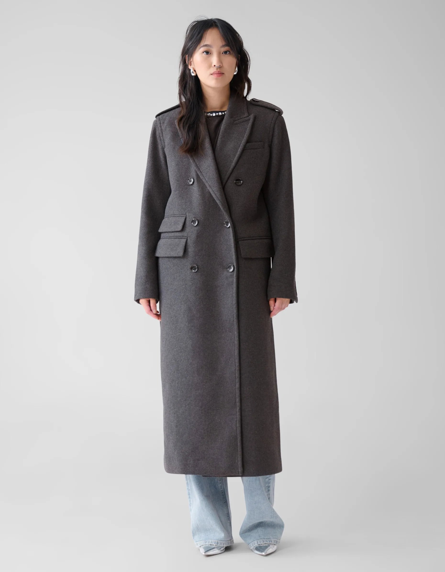 Lange Trenchcoat Donkergrijs By Fred