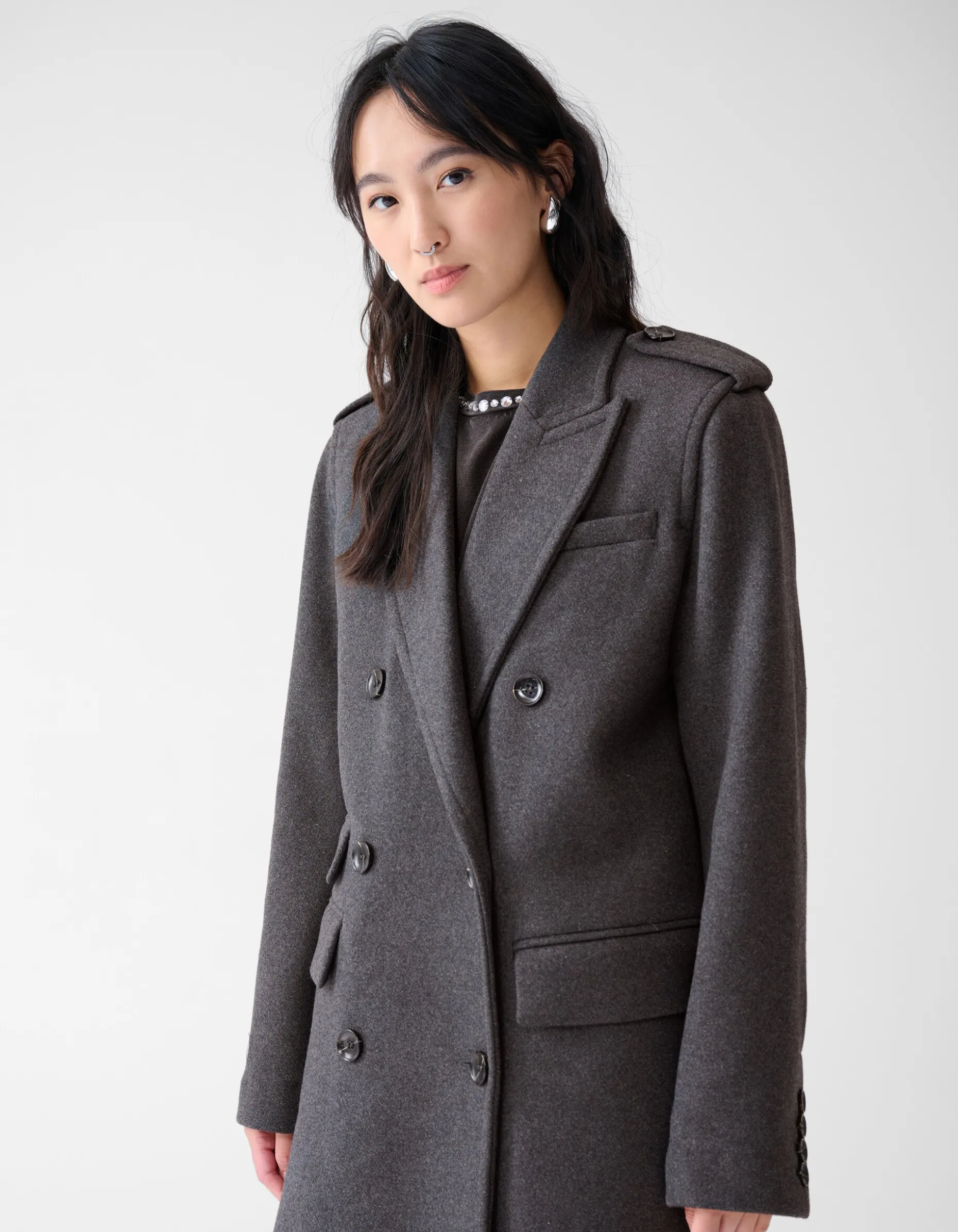 Lange Trenchcoat Donkergrijs By Fred