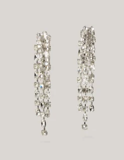 Layered Strass Oorbellen Zilver