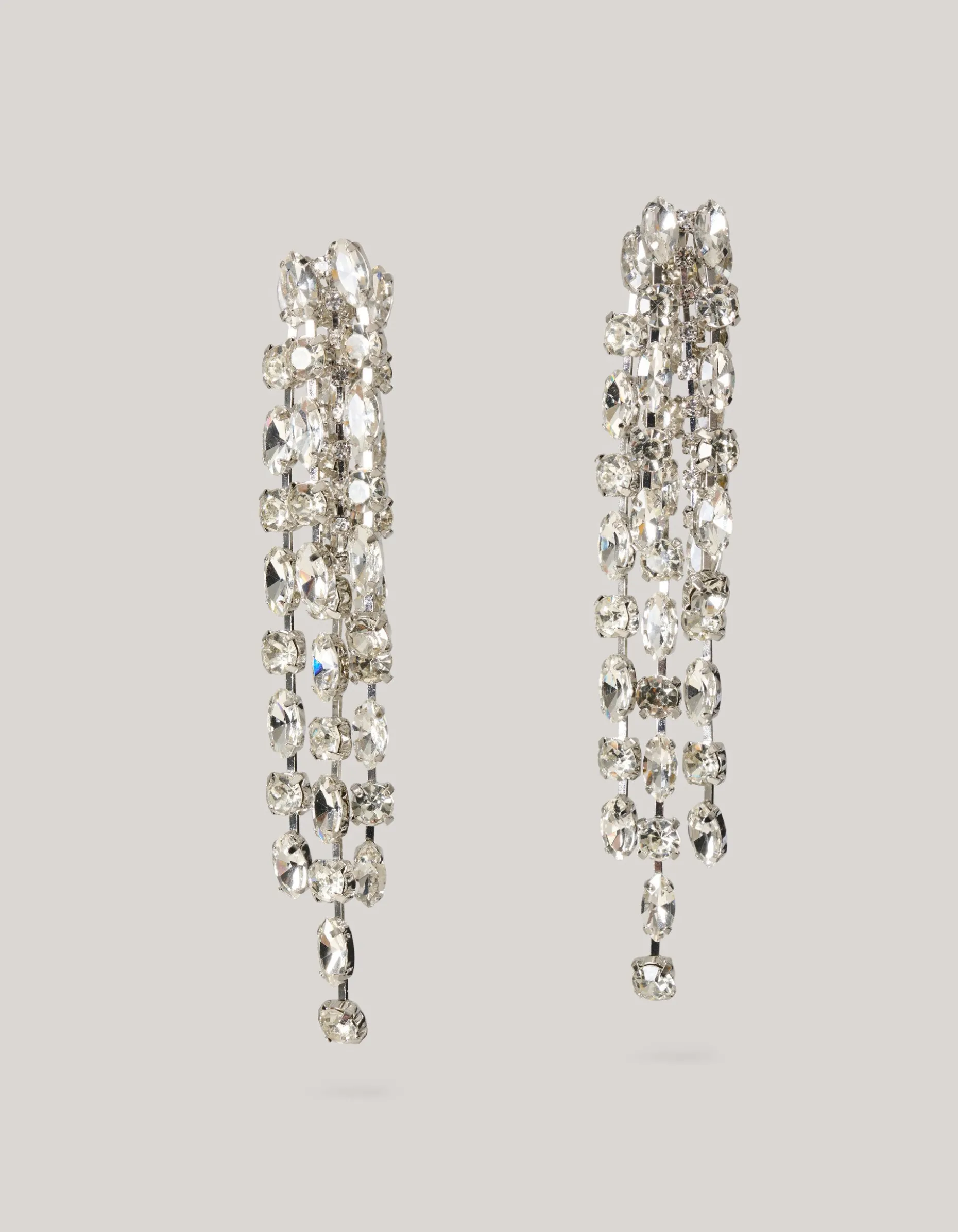 Layered Strass Oorbellen Zilver