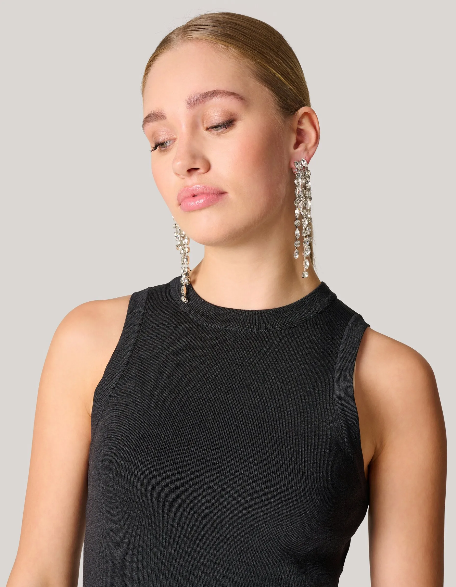 Layered Strass Oorbellen Zilver