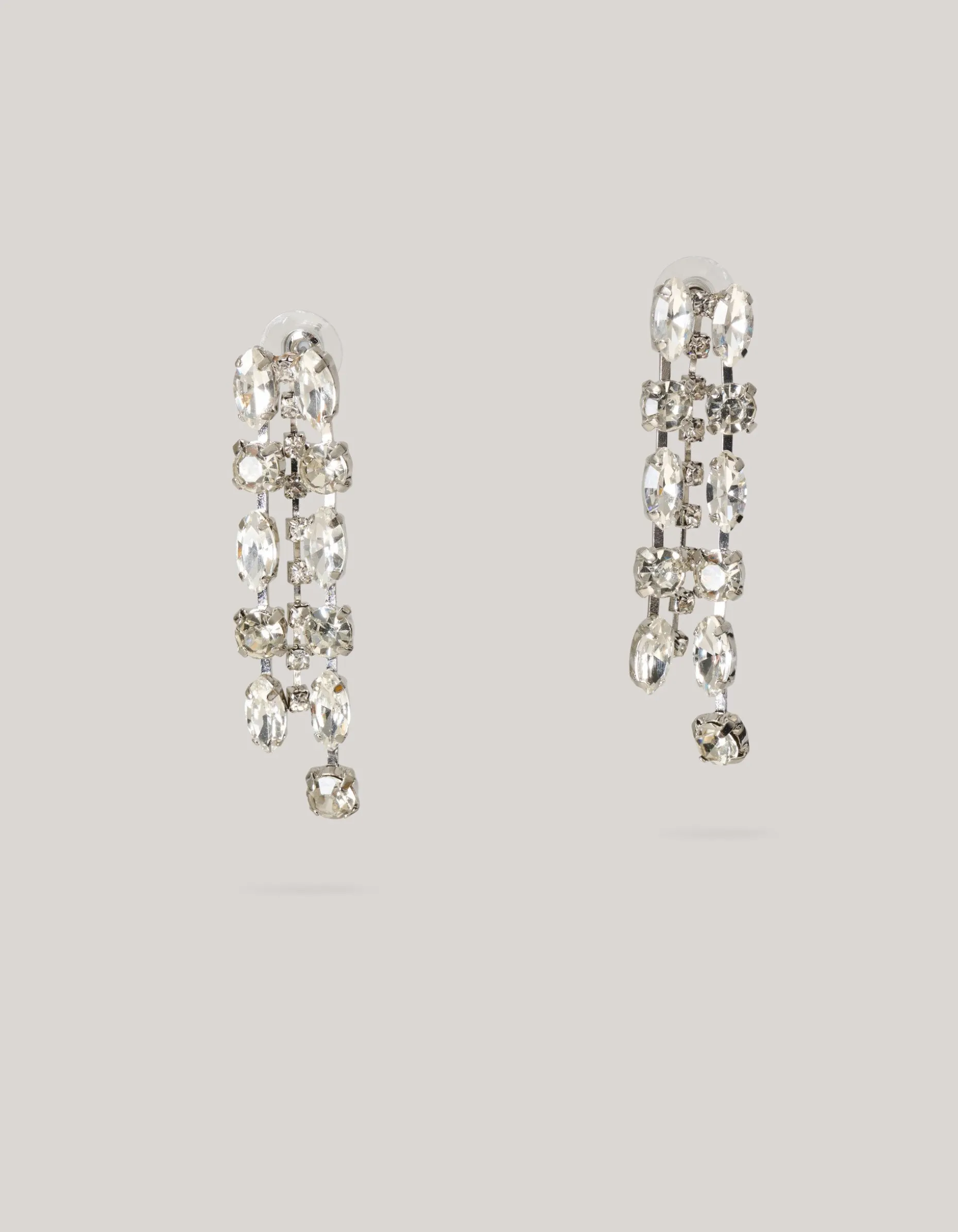 Layered Strass Oorbellen Zilver