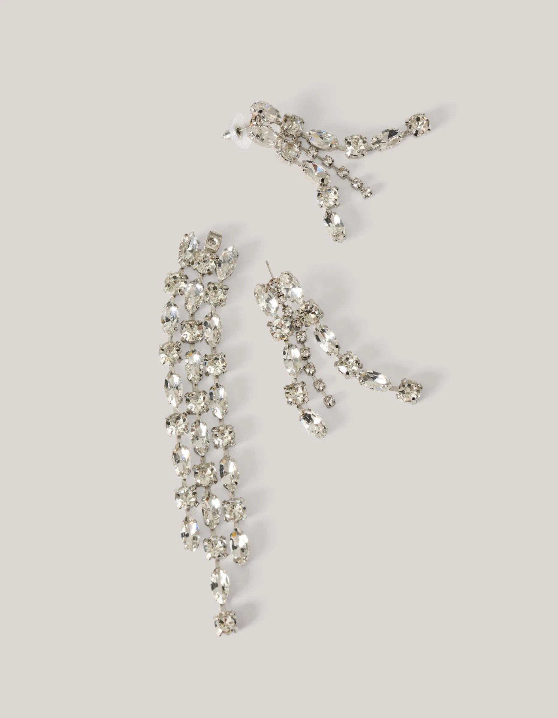 Layered Strass Oorbellen Zilver