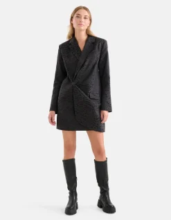 Leopard Blazer Jurk Zwart